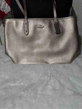 Coach Metallic Champagne Leather Tote